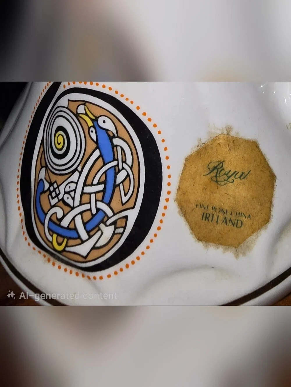 vintage Royal Tara fine bone china vase, part of the Book of Kells Series 7.5